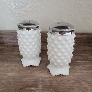 Fenton hobnail milkglass salt and pepper shakers